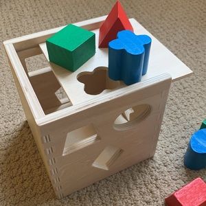 Melissa & Doug Shape Sorting Cube - Classic Wooden Toy With 12 Shapes